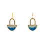 Blue and white hook earrings.